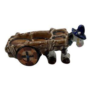 Vintage Porcelain Donkey Condiment Cart For Salt/Pepper Creamer Sugar